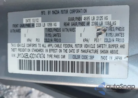 2013 Mazda Mazda5 Sport z USA, uszkodzony, nr VIN JM1CW2BL4D0147474